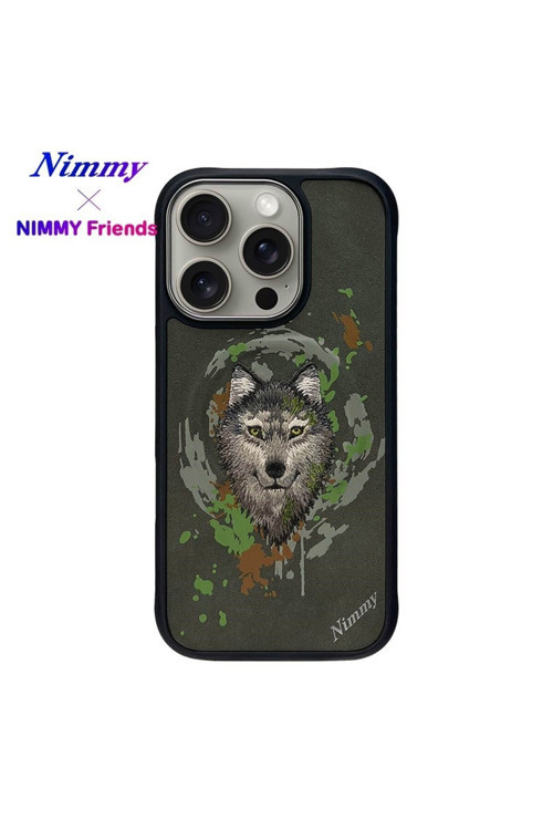 iPhone 16 Pro Uyumlu | 3D Suni Deri Üstüne Gerçek Nakış İşlemeli Kurt Desenli Silikon Kılıf 2.0