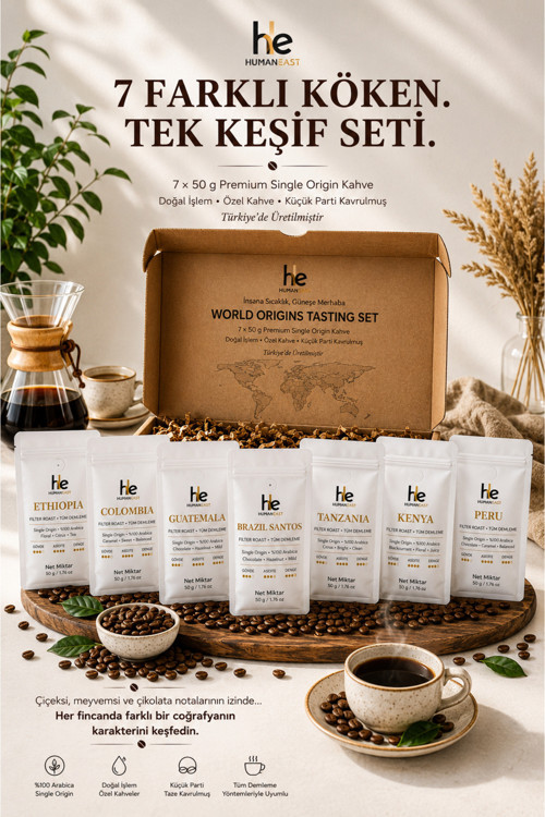 7'Li Single Origin Filtre Kahve Tadım Seti %100 Arabica 7 × 50 G