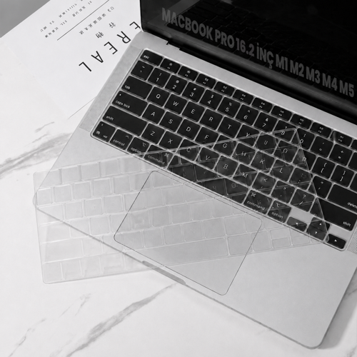 MacBook Pro 16.2 İnç M1 M2 M3 M4 M5 A2485 A2991 A2780 Uyumlu Şeffaf Türkçe Q Klavye Koruyucu Silikon