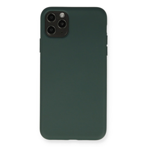 Apple iPhone 11 Pro Max Kılıf Nano içi Kadife Silikon - Koyu Yeşil