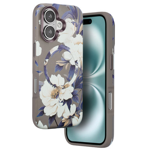 Apple iPhone 16 Flower Series Magsafe Kapak - Gri