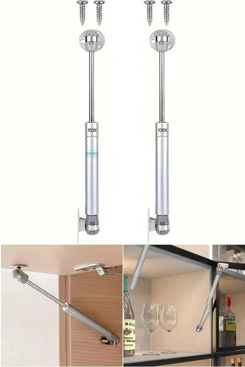 2 Adet Dolap Kapak Pistonu Mutfak Dolabı Kapağı Gazlı Amortisörlü Piston 100N / 25Cm - Gri Renk