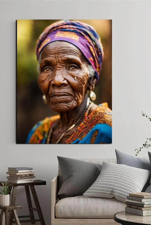 Old African Woman Kanvas Tablo Çok Renkli 35 x 50