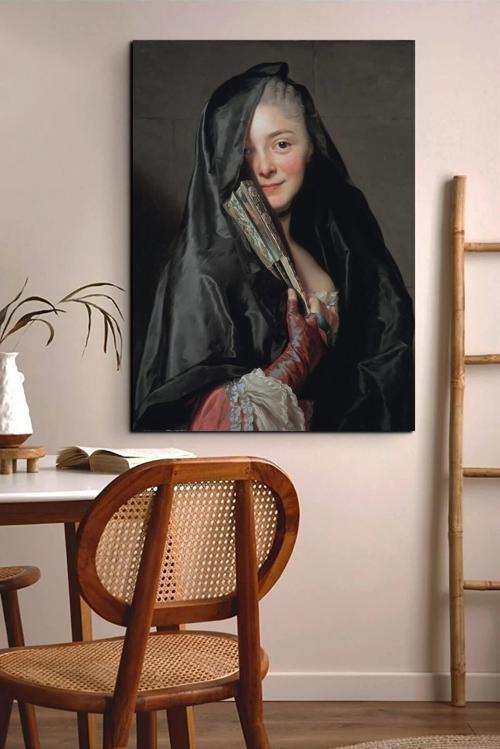 Peçeli Kadın Kanvas Tablo Siyah 50 x 70
