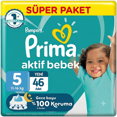 5 Beden Aktif Bebek Bezi Süper Paket 46 Adet