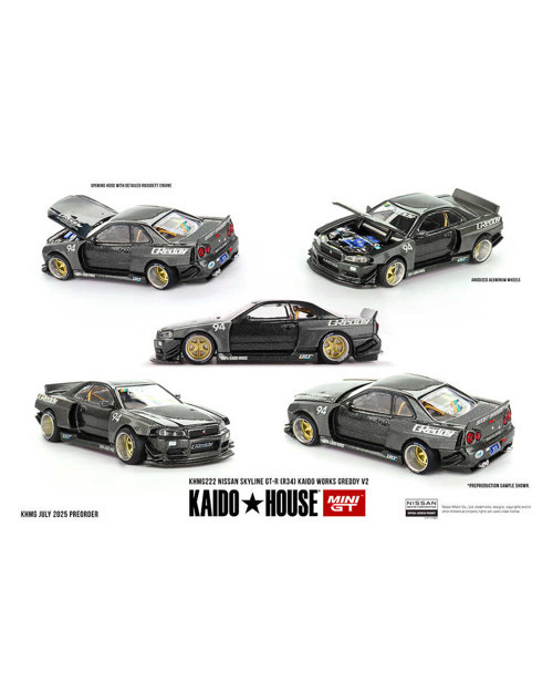 1:64 Kaido House Nissan Skyline GT-R R34 Kaido Works GReddy V2 KHMG222 Model Araba