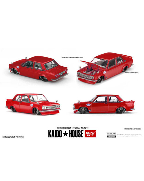 1:64 Kaido House Datsun 510 Street Nismo V3 Kırmızı KHMG229 Diecast Model Araba