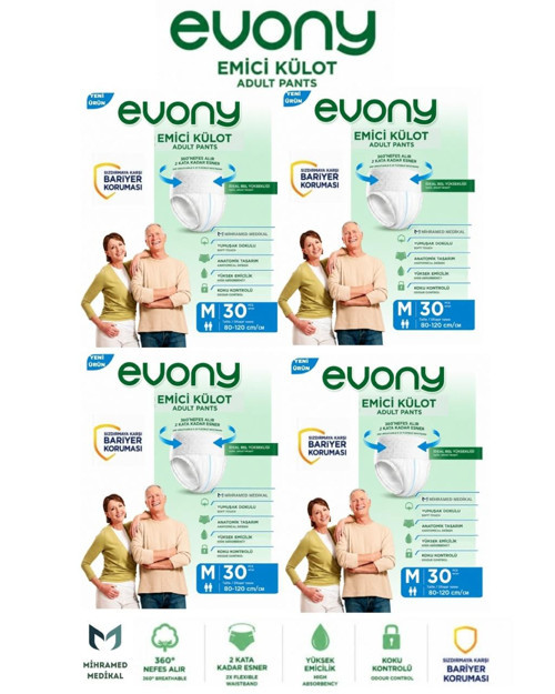 Emici Külot Yetişkin Hasta Bezi M 30 Lu 4 Paket