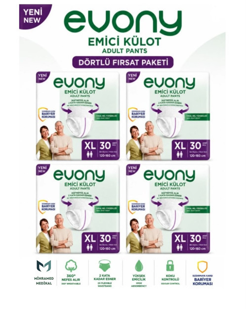 Emici Külot Yetişkin Hasta Bezi XL 30 Lu 4 Paket