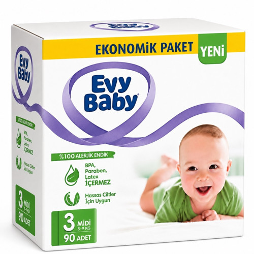 Bebek Bezi 3 Beden 5-9 KG Midi 90 Adet Ekonomik Fırsat Pk
