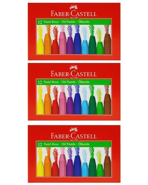12 li Karton Kutulu Yağlı Pastel Boya 3 Adet