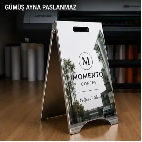A Tipi Kaldırım Tabelası Ayna paslanmaz levha