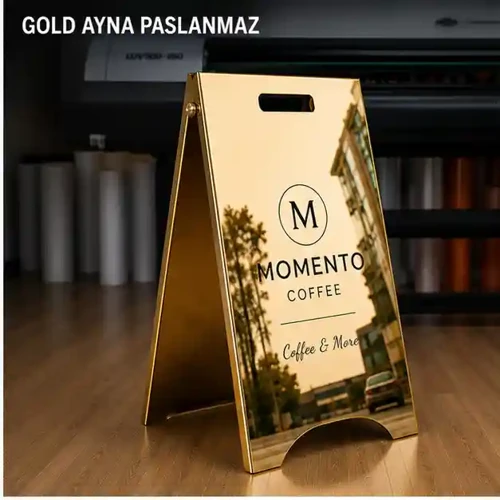 A Tipi Kaldırım Tabelası Ayna paslanmaz levha Gold ayna 50x70 cm