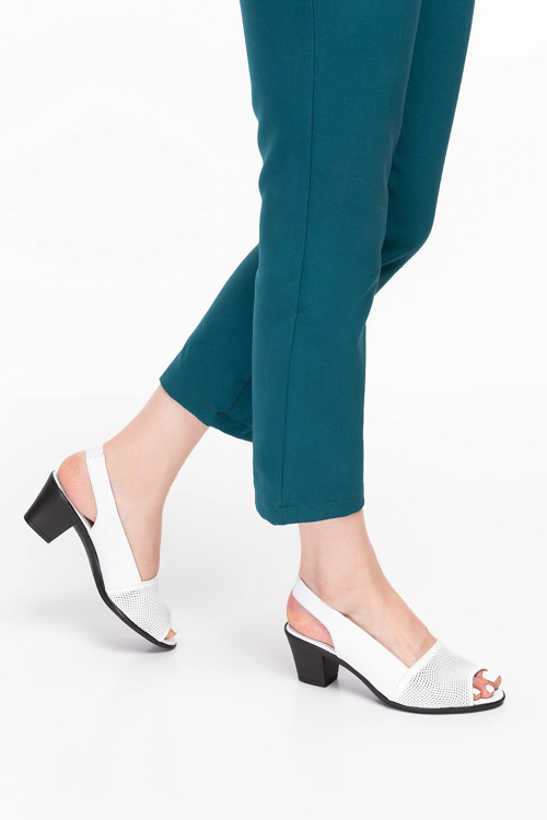 Kadın Hakiki Deri Klasik Topuklu Ayakkabı vdt.262 Beyaz