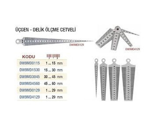Üçgen Delik Ölçme Cetveli 15-30 Mm