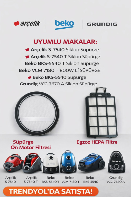 İthalatçı Garantili S-7540 8835571100 Siklon Süpürge Filtre Seti Beyaz