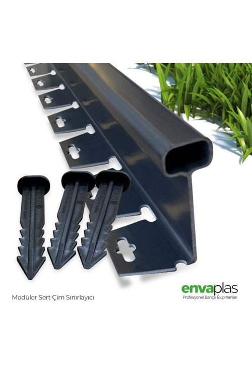 Pratik Garden Siyah Strong Düz Çim Ayırıcı 5 Mt (2X2,5MT)sınırlayıcı Ayıracı Taş Toprak Bariyeri
