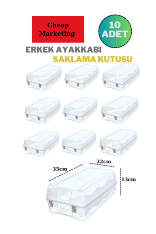 10 Adet Erkek Ayakkabı Kutusu Büyük Boy Steril Ayakkabı Saklama Düzenleyici Organizer Şeffaf