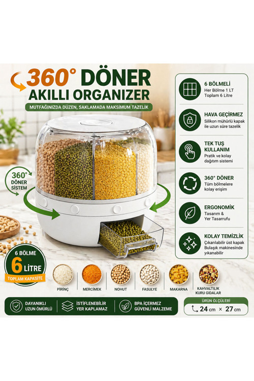 6 Kg Gıda Ve Bakliyat Organizeri, Organizer, Saklama Kabı, Mutfak Dolabı