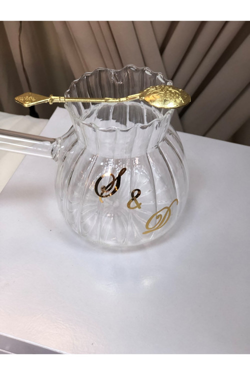 Harfli Cam Cezve Baskılı Cezve Kişiye Özel Cezve Nişan Damat Cezvesi Söz Cezvesi,Cam Cezve