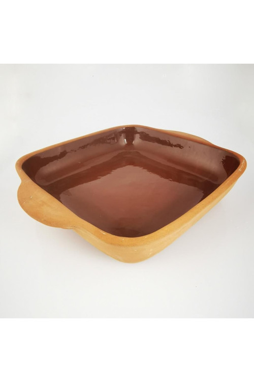 Doğal Toprak Güveç Kabı 32x23x5cm Yüksek Ateşe Dayanıklı Borcam Stil Dikdörtgen Toprak Fırın Tepsisi