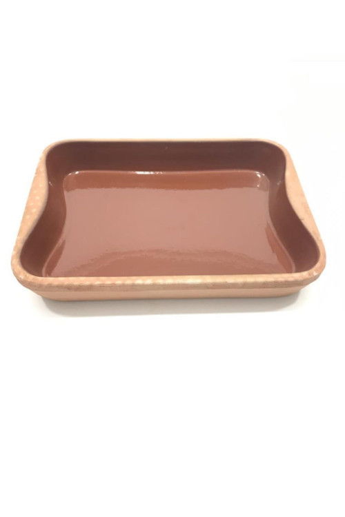 Borcam Stil Toprak Güveç Kabı 32x23x5cm Yüksek Ateşe Dayanıklı Dikdörtgen Toprak Güveç Fırın Tepsisi