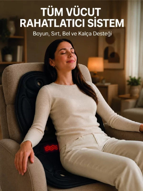 ® Titreşimli Isıtmalı Koltuk Tipi Masaj Minderi Ergonomik Tasarım