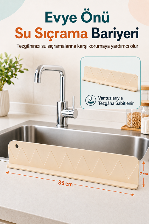 Evye Önü Su Sıçrama Önleyici Bariyer – Bulaşık Yıkama Sıçrama Koruyucu | Tezgah önü Su Bariyeri