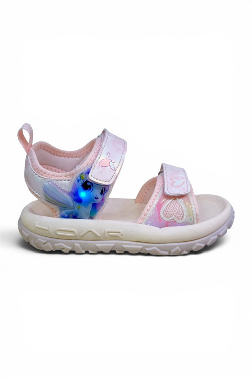 Işıklı Hafif ve Esnek Kız Çocuk Sandalet Pembe