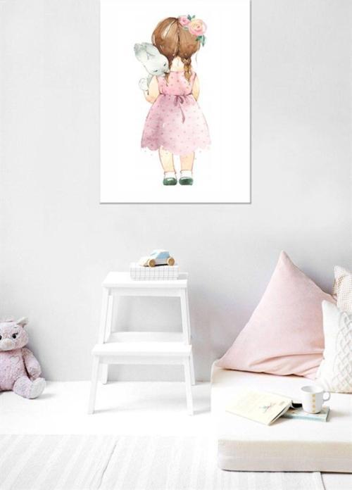 016 Tavşanlı Kız Kanvas Çocuk Tablo Çok Renkli 50 x 70