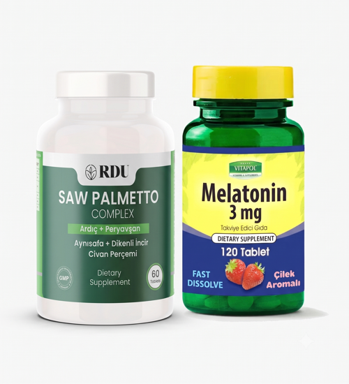 Saw Palmetto Complex 60 Tablet & Vitapol Mela-Tonin 3 mg 120 Tablet Çilek Aromalı Avantajlı Sağlık Seti