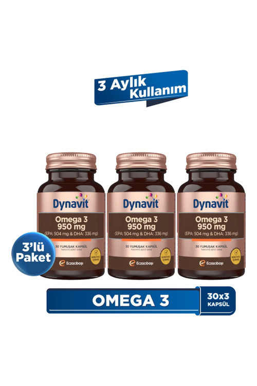 Omega 3 950 mg 30 Yumuşak Kapsül x3 - Yüksek EPA & DHA - 1400mg Balık Yağı