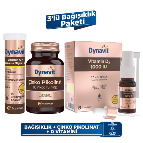 C Vitamini Sambucus Nigra & Çinko Pikolinat 15mg & Vitamin D3 1000 IU - 3'lü Bağışıklık Paketi