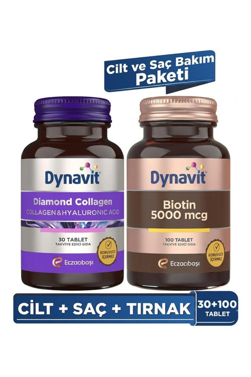 Collagen&Hyaluronic Acid Complex 30 Tablet - Saç&Cilt&Tırnak + Biotin 5000 mcg 1000 Tablet – Işıltı Paketi