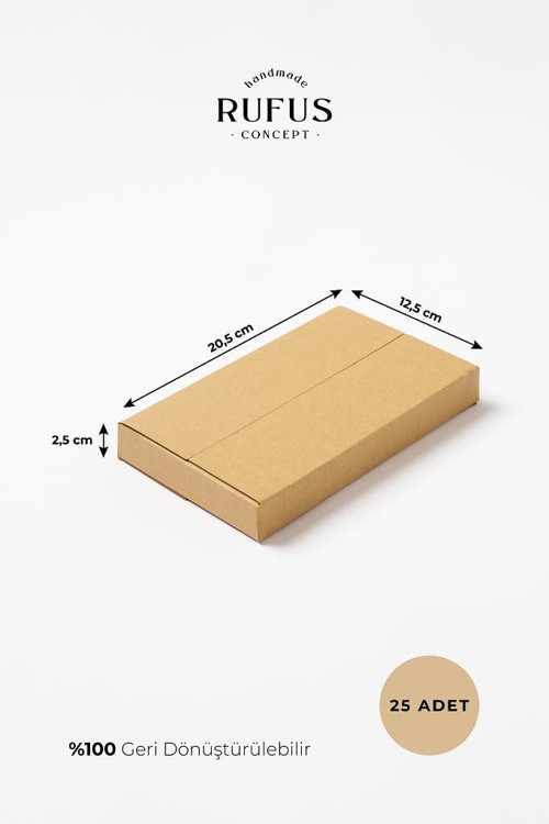 20,5x12,5x2,5cm Kraft Koli 25 Adet