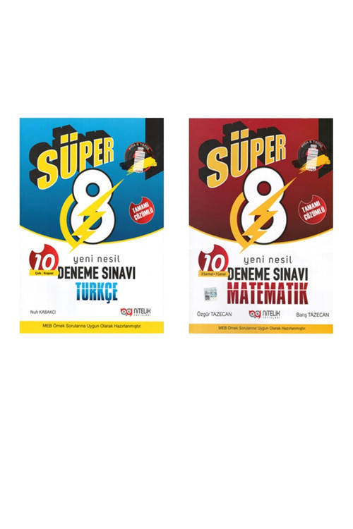 8.Sınıf Yeni Nesil Süper Türkçe - Matematik 10 Deneme Sınavı ( 2 Kitap )