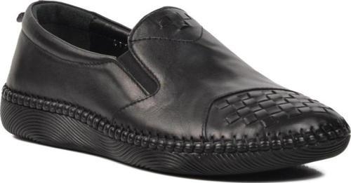 04132 Siyah Hakiki Deri Kadın Günlük Ayakkabı