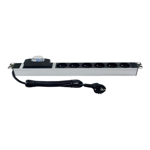 6xDIN49440 Soketli Schuko Grup Priz, 19'' 1U, Aluminyum profil gövdeli, 16A