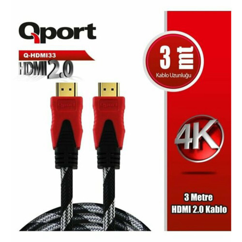 3M 2.0V 4K 60HZ ALTIN UÇLU ÖRGÜLÜ HDMI KABLO (Q-HDMI33)