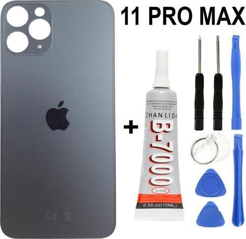 iPhone Uyumlu 11 Pro Max Arka Batarya Pil Kapağı + Yapıştırıcı + Tamir Set - Uzay Gri