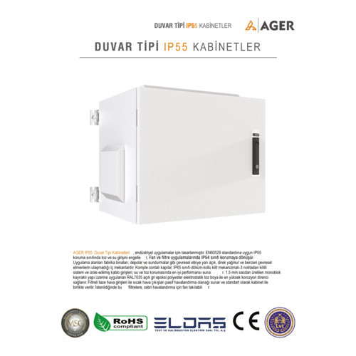 Çift Cidar 12U W=600mm D=450mm 19'' IP55 Outdoor Duvar Tipi Kabinet