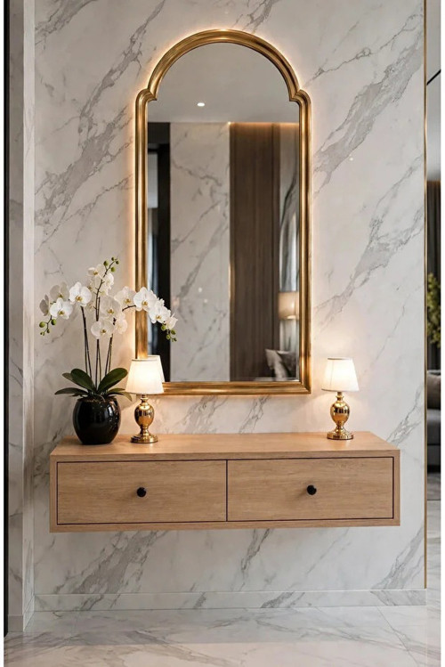 Modern MDF Beyaz 2 Kapaklı Makyaj Masası - Dresuar