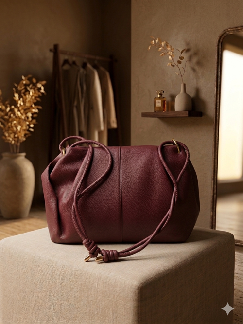 Aldorya Lüks Knotted Soft Omuz Çantası - Günlük Ve Özel Günler Için Bordo