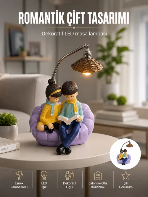 Okuyan Çift Masa Lambası Romantik LED Aydınlatma Dekoratif
