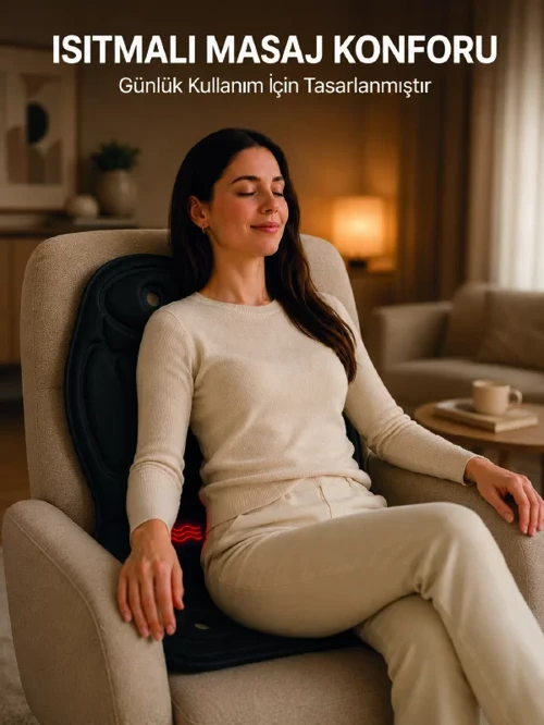 Ergonomik Isıtmalı Masaj Koltuğu Minderi - Sırt ve Bel Desteği