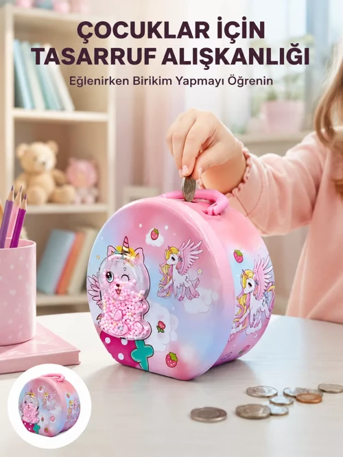 Mini Çocuk Para Kasası Güvenli Kilitli Birikim Kutusu - Çocukların Sorumluluk ve Tasarruf Alışkanlığını Kazandırın