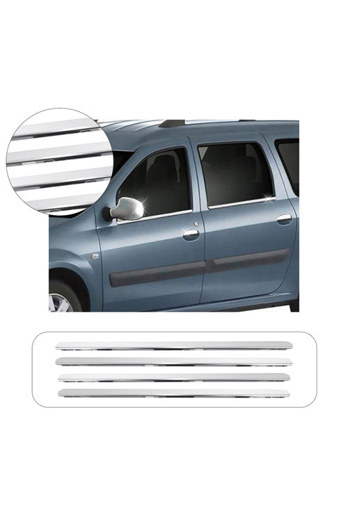Dacia Logan Mcv Sw Uyumlu 2006-2013 Krom Cam Çıtası 4 Parça Paslanmaz Çelik