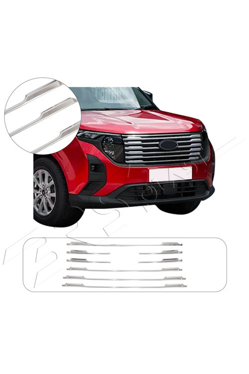 Ford Courier Uyumlu 2024 Ve Üzeri Krom Ön Panjur 8 Parça Paslanmaz Çelik