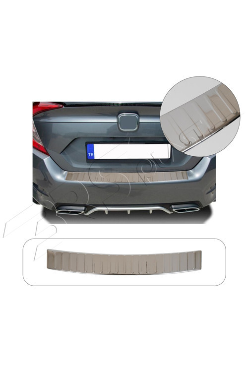 Honda Civic Tourer Uyumlu 2014 Ve Üzeri Krom Arka Tampon Üstü Koruma Paslanmaz Çelik