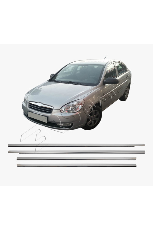 Hyundai Accent Era Uyumlu 2005-2011 Krom Cam Çıtası 4 Parça Paslanmaz Çelik